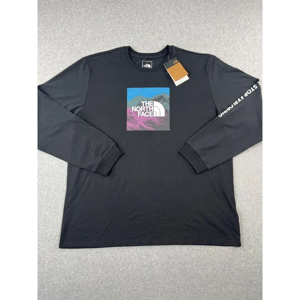 The North Face Logo Play Shirt Mens 2XL Black Long Sleeve Crew Neck Standard Fit